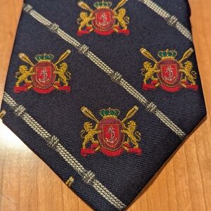 Blue and Red Silk Ties with Crest Design